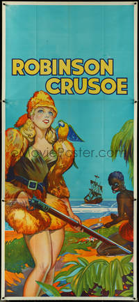 6t0319 ROBINSON CRUSOE stage play English 3sh 1930s sexy close up of female hero by Friday & ship!