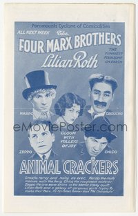 6t1521 ANIMAL CRACKERS/LAUGHTER local theater English program 1931 Marx Brothers w/Zeppo, ultra rare!