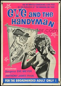 6t1115 EVE & THE HANDYMAN 1sh 1961 Russ Meyer directs gorgeous wife, blue title style!