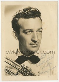 6t0113 HARRY JAMES signed 5x7 fan photo 1940s close portrait of the band leader holding his trumpet!