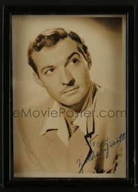 6t0122 ZACHARY SCOTT framed signed 5x7 fan photo 1940s head & shoulders portrait wearing suit & tie!