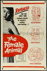 6t1121 FEMALE ANIMAL 1sh 1970 La Mujer Del Gato, image of sexy woman w/ wacky cartoon artwork!