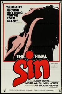 6t1123 FINAL SIN 1sh 1977 great sexy silhouette art, an unbelievable sex shocker!