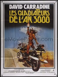 6t0226 DEATHSPORT French 1p 1978 David Carradine, cool art of futuristic battle motorcycle!