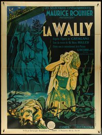 6t0231 LA WALLY French 1p 1932 Venabert art of woman calling for help beneath bridge, ultra rare!