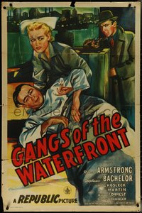 6t1139 GANGS OF THE WATERFRONT 1sh 1945 Robert Armstrong & nurse Stephanie Bachelor, ultra rare!