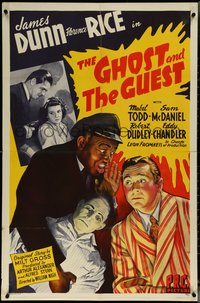 6t1141 GHOST & THE GUEST 1sh 1943 stone litho art of James Dunn, Florence Rice & Sam McDaniel!