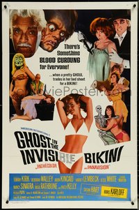 6t1142 GHOST IN THE INVISIBLE BIKINI 1sh 1966 Boris Karloff + sexy girls & wacky horror images!