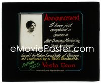 6t1514 VESTA DEAN advertising glass slide 1920s hair dressing, manicuring, scalp treatment, facial!