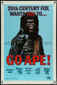 6t1146 GO APE 1sh 1974 5-bill Planet of the Apes, wonderful Uncle Sam parody art!