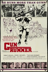 6t1158 GUN RUNNER 1sh 1969 Trent Dolan runs more than guns, sexy Victoria Carbe, ultra rare!