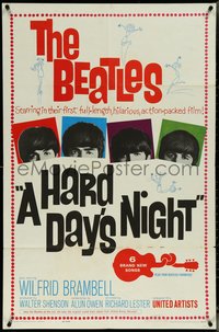 6t1163 HARD DAY'S NIGHT 1sh 1964 The Beatles in their first film, John, Paul, George & Ringo!