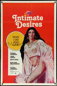 6t1185 INTIMATE DESIRES 1sh 1978 cool art of sexy star & director Gloria Leonard!