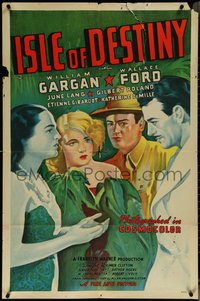 6t1188 ISLE OF DESTINY 1sh R1946 art of William Gargan, June Lang, Wallace Ford!