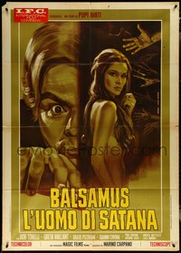 6t0253 BALSAMUS L'UOMO DI SATANA Italian 1p 1970 creepy guy peeking at sexy naked woman, rare!