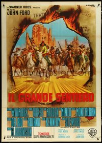 6t0374 CHEYENNE AUTUMN Italian 1p 1964 John Ford, Ciriello art of Native Americans charging!