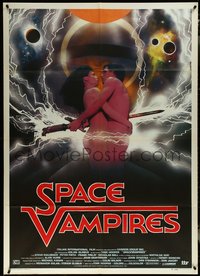 6t0260 LIFEFORCE Italian 1p 1985 Space Vampires, Symeoni, different image of naked couple, rare!