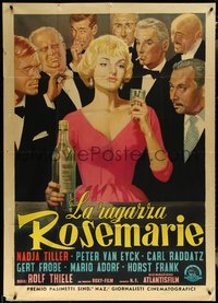 6t0387 ROSEMARY Italian 1p 1959 art of sexy prostitute Nadja Tiller surrounded by male suitors!