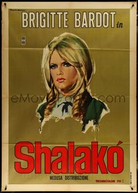 6t0269 SHALAKO teaser Italian 1p 1968 different Rodolfo Gasparri art of sexy Brigitte Bardot, rare!