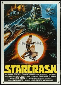 6t0390 STARCRASH Italian 1p R1980s great different art of mostly naked Caroline Munro!