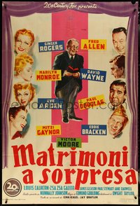 6t0394 WE'RE NOT MARRIED Italian 1p 1952 Rogers, young Marilyn Monroe & more by Simbari, ultra rare!