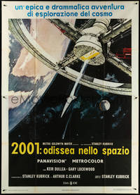 6t0275 2001: A SPACE ODYSSEY Italian 2p R1970s Stanley Kubrick, Bob McCall art of space wheel!