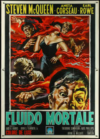 6t0278 BLOB Italian 2p 1959 Steve McQueen, different Symeoni art of indestructible monster, rare!