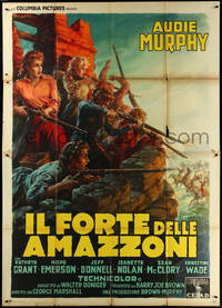 6t0284 GUNS OF FORT PETTICOAT Italian 2p 1957 Anselmo Ballester art of women w/ rifles, ultra rare!