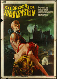 6t0362 HORROR OF FRANKENSTEIN Italian 2p 1972 Hammer, different Crovato art of monster & sexy girl!