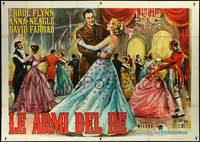 6t0363 LET'S MAKE UP Italian 2p 1955 Longi art of Errol Flynn dancing w/Anna Neagle, ultra rare!