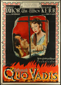 6t0369 QUO VADIS Italian 2p 1953 different art of Robert Taylor & sexy Deborah Kerr, ultra rare!