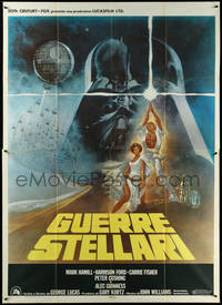 6t0293 STAR WARS Italian 2p R1980s George Lucas classic sci-fi epic, great art by Tom Jung!