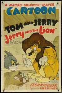 6t1192 JERRY & THE LION 1sh 1950 Tom & Jerry help escaped circus lion go to Africa, ultra rare!