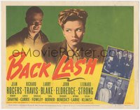 6t0568 BACKLASH TC 1947 close up of creepy John Eldredge leering at worried Jean Rogers, rare!