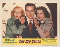 6t0669 BIG CLOCK LC #3 1948 best c/u of Ray Milland with gun, Maureen O'Sullivan & Rita Johnson!