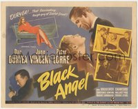 6t0569 BLACK ANGEL TC 1946 tough guy Dan Duryea, sexy June Vincent, Peter Lorre with gun!