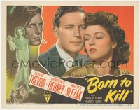 6t0677 BORN TO KILL LC #4 1946 best close up of bad Lawrence Tierney & sexy Claire Trevor!