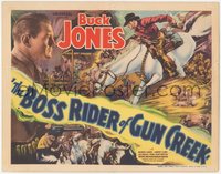 6t0570 BOSS RIDER OF GUN CREEK TC 1936 cool art of cowboy Buck Jones on horse saving the day, rare!