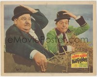 6t0681 BULLFIGHTERS LC 1945 great close up of Stan Laurel & Oliver Hardy hiding in hay wagon!