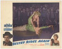 6t0693 DESTRY RIDES AGAIN LC R1950 men in bar watch Marlene Dietrich catfight with Una Merkel, rare!