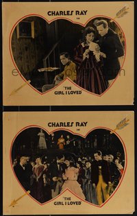 6t0960 GIRL I LOVED 2 LCs 1923 Charles Ray w/ Patsy Ruth Miller in hearts, ultra rare!