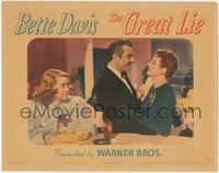 6t0717 GREAT LIE LC 1941 c/u of Bette Davis in fur coat staring at George Brent & Mary Astor, rare!