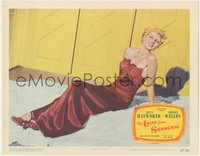 6t0750 LADY FROM SHANGHAI LC #6 1947 classic c/u of blonde Rita Hayworth sprawled out in sexy gown!