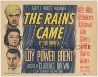 6t0625 RAINS CAME TC 1939 Myrna Loy between Tyrone Power wearing turban & George Brent, rare!