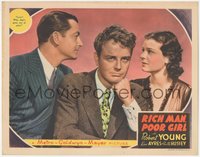 6t0782 RICH MAN, POOR GIRL LC 1938 Ruth Hussey stares at Robert Young behind Lew Ayres, ultra rare!