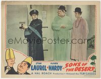 6t0795 SONS OF THE DESERT LC R1945 cop takes Stan Laurel & Oliver Hardy to face the music from wives!