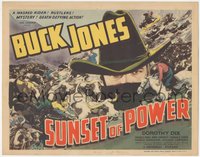 6t0647 SUNSET OF POWER TC 1935 great image of masked Buck Jones over cattle stampede art, rare!