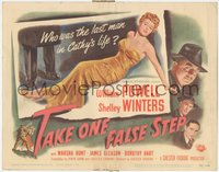 6t0649 TAKE ONE FALSE STEP TC 1949 full-length art of sexy bad Shelley Winters, William Powell!