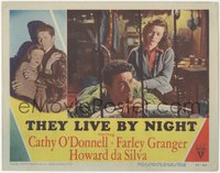 6t0808 THEY LIVE BY NIGHT LC #3 1948 pretty Cathy O'Donnell comforts worried Farley Granger in bed!