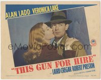 6t0811 THIS GUN FOR HIRE LC #6 R1945 c/u of Veronica Lake kissing Alan Ladd on the cheek, ultra rare!